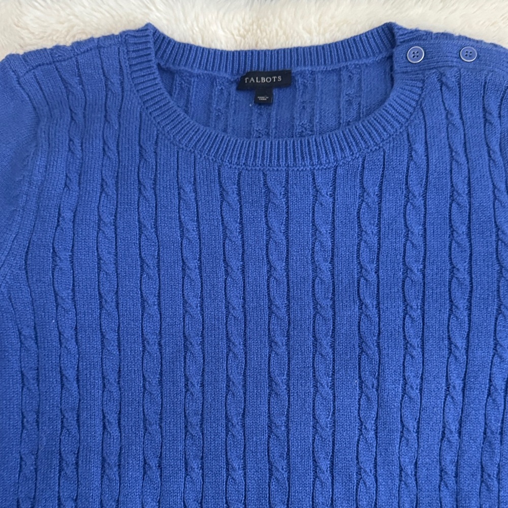 Talbots Women’s cable Knit Sweater in Vibrant Blue Sz XL